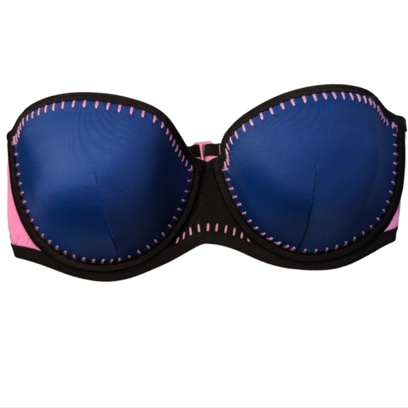 Victoria's Secret Swim Bikini Top Strapless Halter Blue Pink Black Size 34 DD/E - Picture 1 of 11